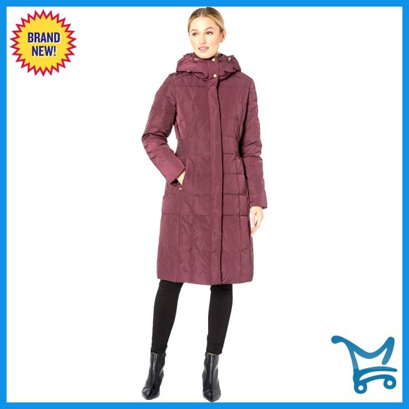 Long Quilted Puffer Coat Down Jacket Elegant Classic Winter Outerwear Tailored
